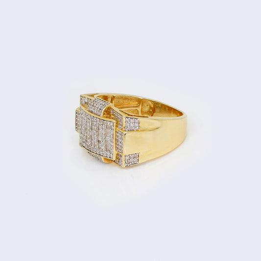 14K Baquette 0.75ct Diamond Square Cluster Ring