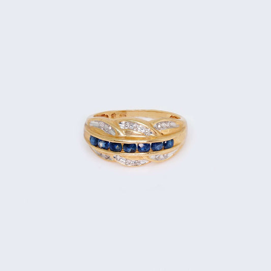 14K Gold Diamond & Saphire Ring