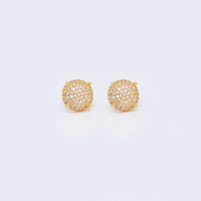 14K Sugar Stacks Pave Cubic Zirconia Stud Earrings