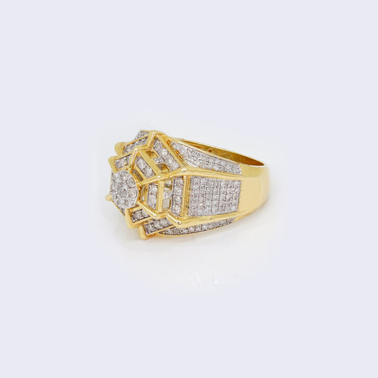 14K 1.34ct Diamond with Baguette and Round Diamonds Men`s Ring