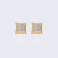 14K Cubic Zirconia Iced Square Stud Earrings