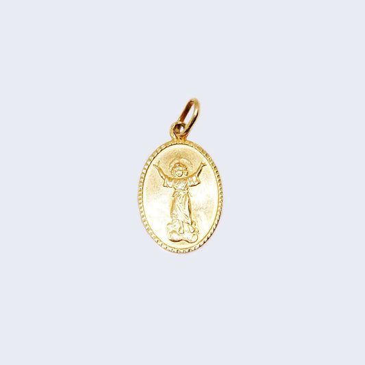 14K Gold Round Design Devine Child Pendant Charm