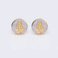 14K Round Cut Jesus Face 0.25ct Diamond Stud Earrings