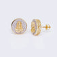 14K Round Cut Jesus Face 0.25ct Diamond Stud Earrings