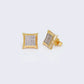 14K Cubic Zirconia Iced Square Stud Earrings