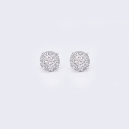 14K Sugar Stacks Pave Cubic Zirconia Stud Earrings