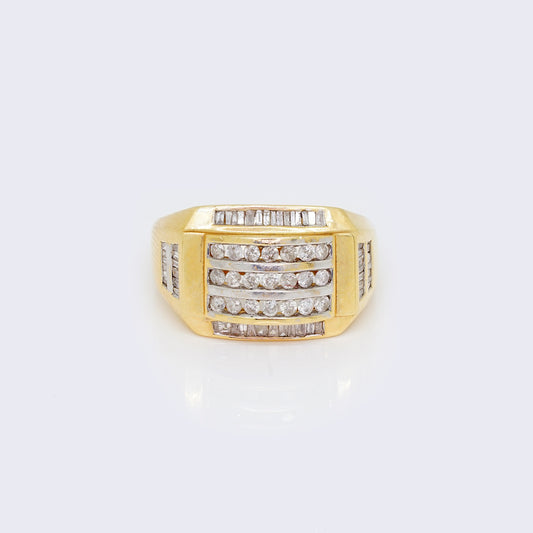 14K Three Row 1.38ct Diamond Ring