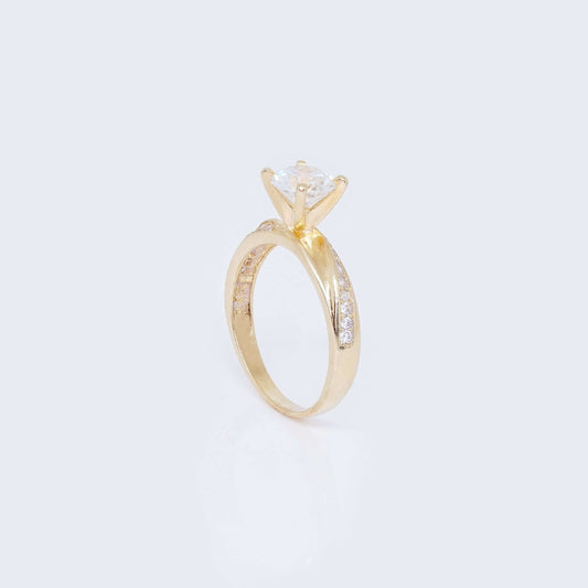 14K Thin Cubic Zirconia Engagement Ring