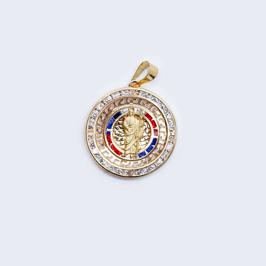 14K Saint Lazarus Cubic Zirconia Pendant Charm