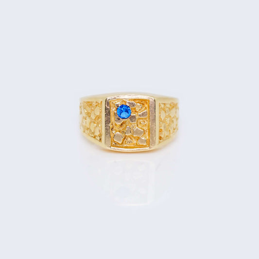 14K NUGGLE BLUE RING