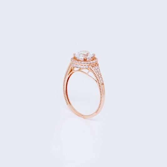 14K Rose Gold Round Engagement Ring with Cubic Zirconia