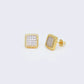 14K Cubic Zirconia Twisted Line Square Stud Earrings