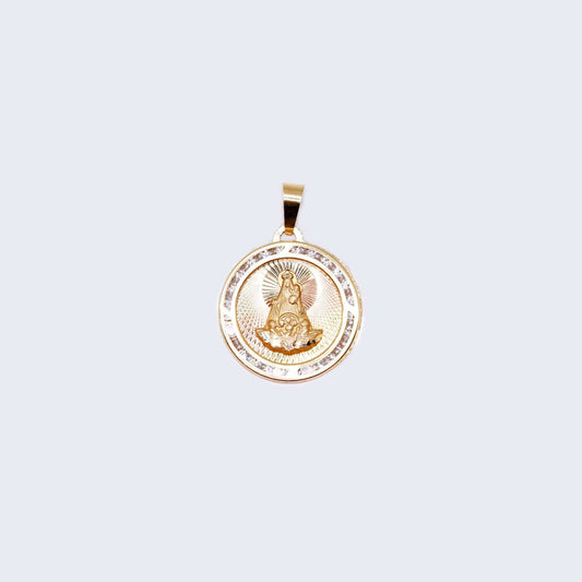 14K Gold Saint Barbara with Cubic Zirconia Stones Pendant Charm