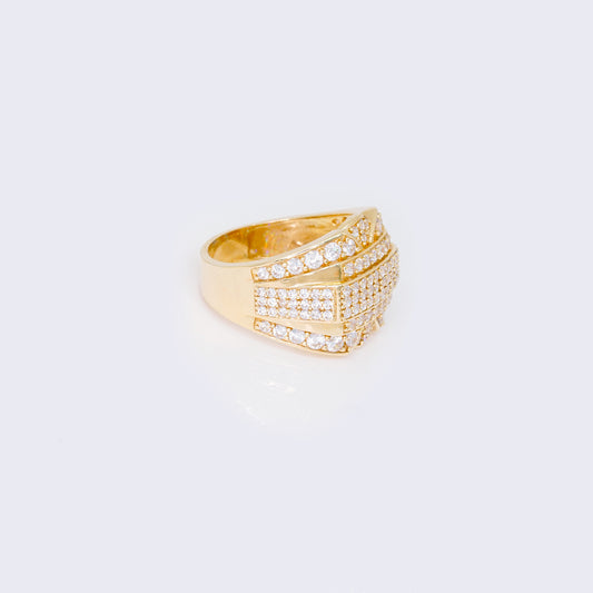 14K Cubic Zirconia Pave Round Baguette Ring