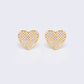 14K Micro Pave Cubic Zirconia Big Heart Stud Earrings