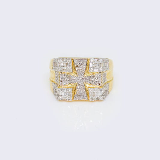 14K Baguette Cross 1.19ct Diamond Ring