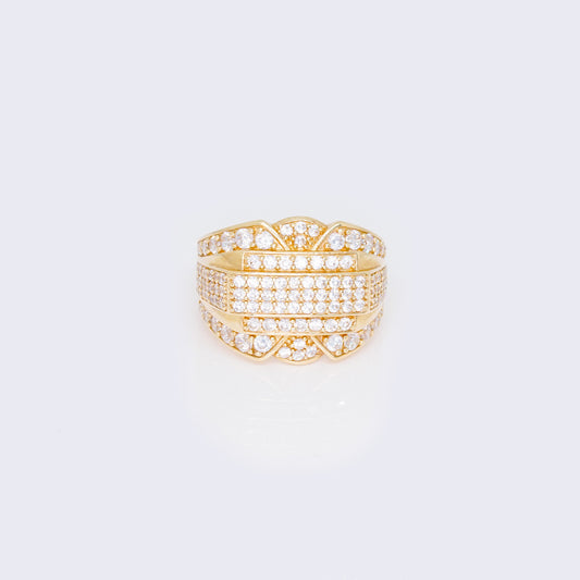 14K Cubic Zirconia Pave Round Baguette Ring