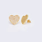 14K Micro Pave Cubic Zirconia Big Heart Stud Earrings