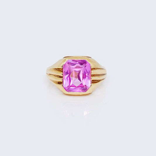14K PINK ROSE OF FRANCE SQUARE STONE