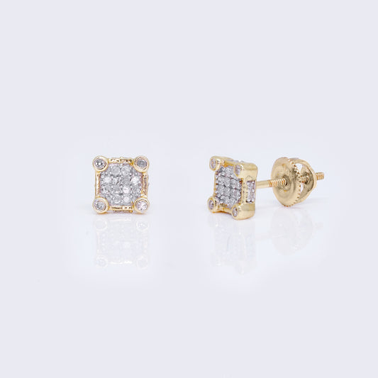 14K Square 4-points 0.05ct Diamond Stud Earrings