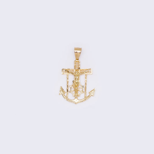 14K Jesus Body Anchor Diamond Cut Charm