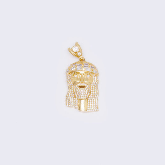 14K Jesus Christ Head with Pave Cubic Zirconia