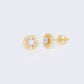 14K Tiny Double Layer Round 0.33ct Diamond Stud Earrings