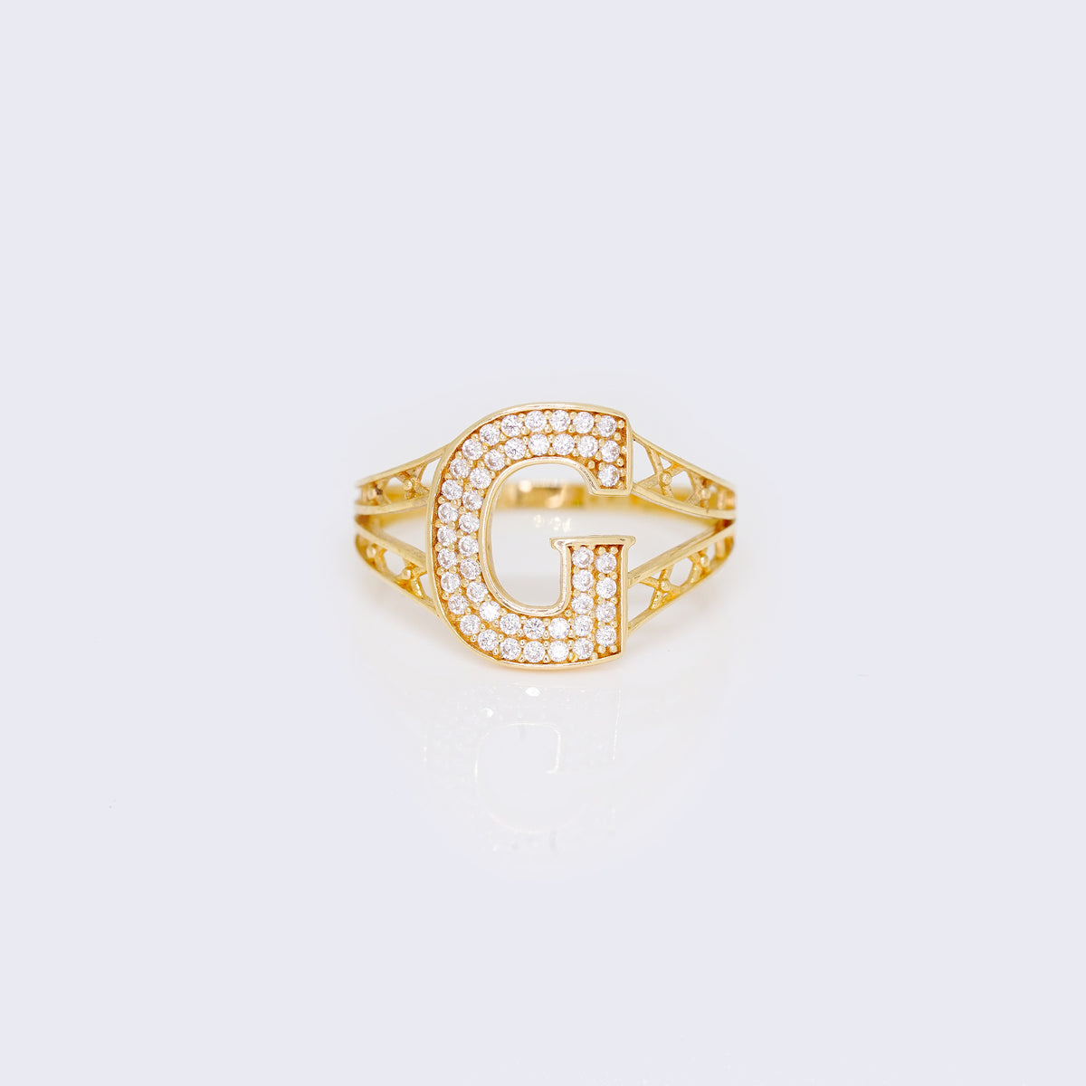 Red G Rings 14K Cubic Zirconia Big Initial Letter Ring