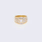 14K Cubic Zirconia Cluster Ring With Basket Weave Detail on Sides