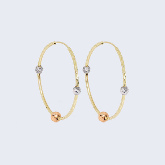 14K Gold Three Tones Hoop Earrings