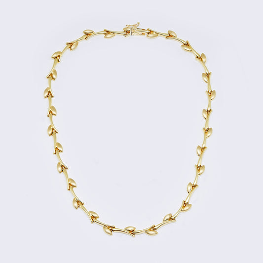 14K Shiny Tree Branch Leaf Chocker