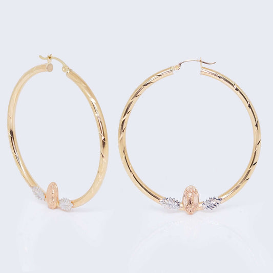 14K Gold Flower Hoop Earrings