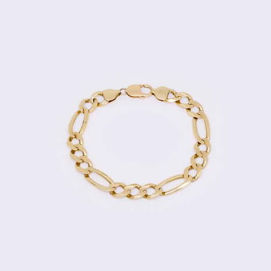 14K Solid Figaro Gold Bracelet 9 3/4¨ 10.6 mm