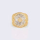 14K Diamond Men`s Square point Ring with Baguette and Round Diamonds