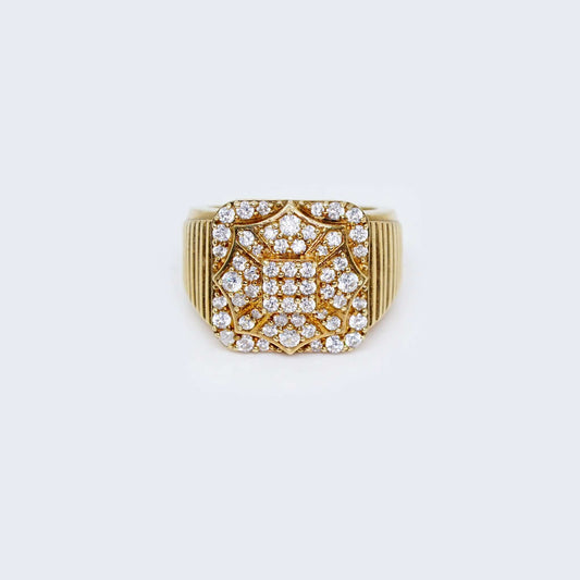 14K Gold Square Multi-Dimensional Ring w/ Cubic Zirconia