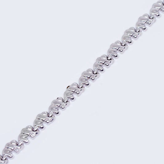 14K White Gold Elephants Bracelet 6.0 mm