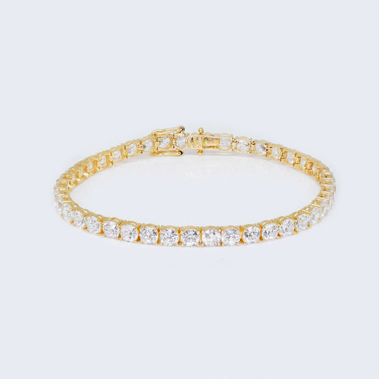 14K Gold Tennis Bracelet Barrel Clasp