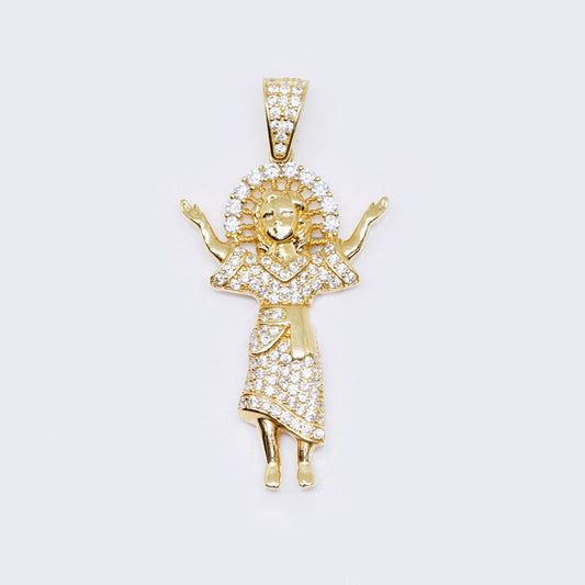 14K Iced-Out Divine Child Cubic Zirconia Charm