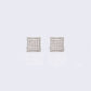 14K 35 Cubic Zirconias Pave Square Stud Earrings