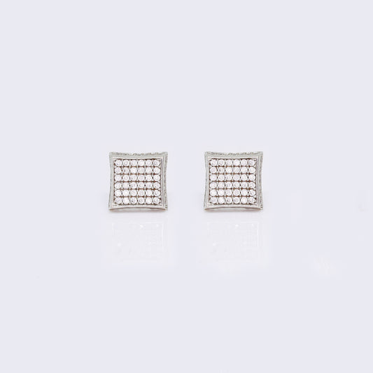 14K 35 Cubic Zirconias Pave Square Stud Earrings