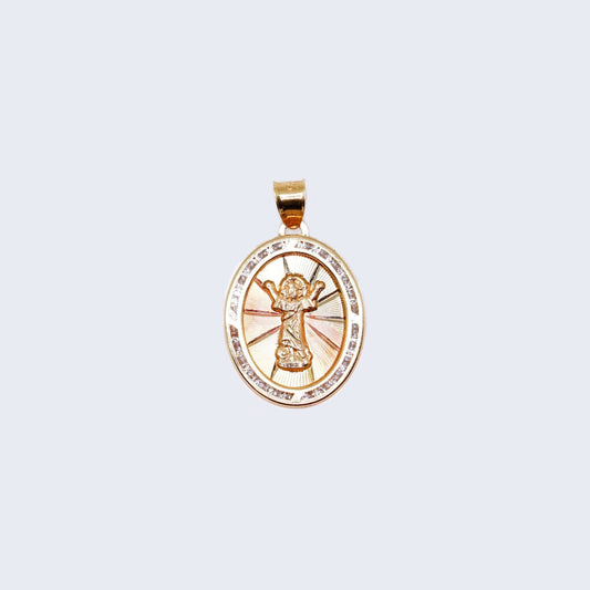 Gold Divine Child with Cubic Zirconia Stones Pendant Charm