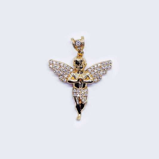 14K Praying Angel Cubic Zirconia Pendant Charm