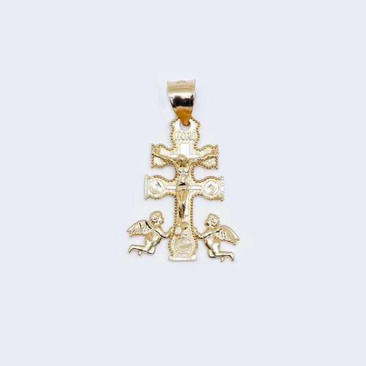 14K Caravaca Crucifix W/ Cubic Zirconia Stones