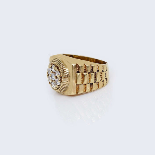 10K ROLEX DESIGN WITH WHITE Cubic Zirconia