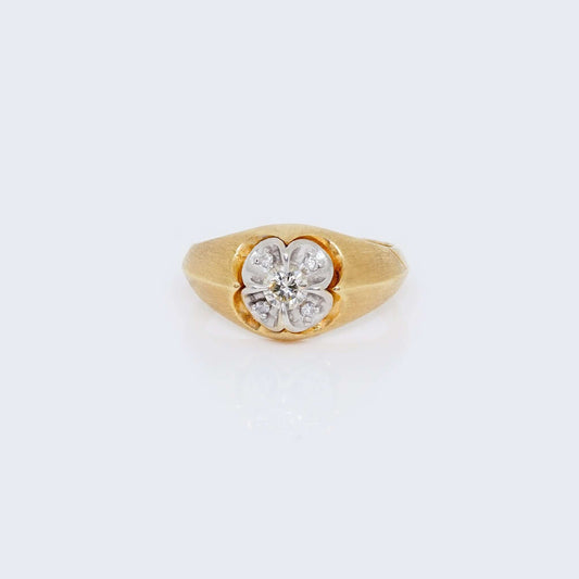 14K FLOWER DESIGN WITH DIAMONDS