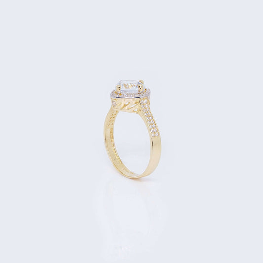 14K Leaf Design Cubic Zirconia Engagement Ring