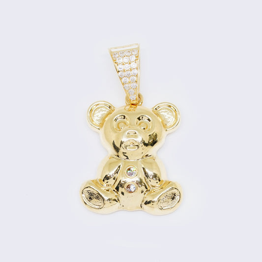 14K Bonded Polished Sweet Teddy Bear Pendant