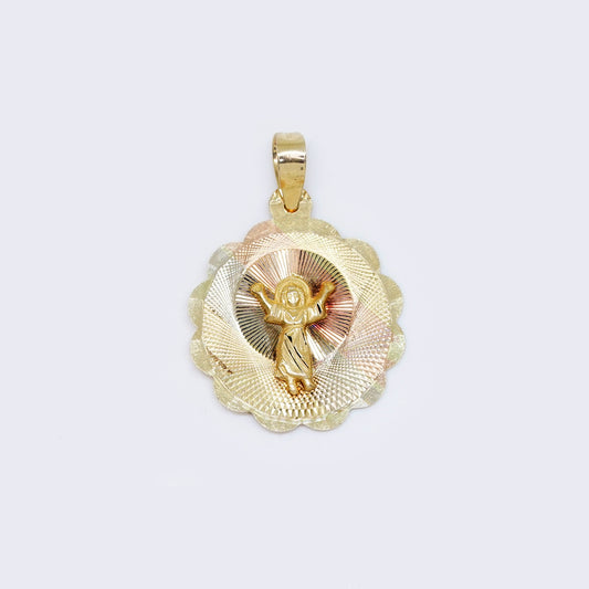 14K Tricolor Gold Infant Child Jesus Pendant