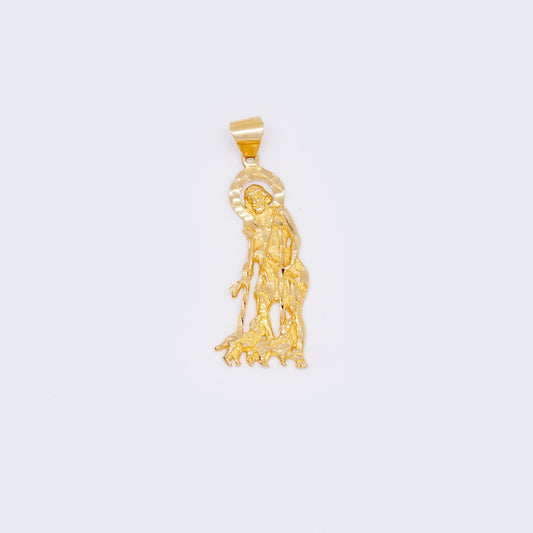 14K Yellow Gold Saint Lazarus with Dogs Pendant