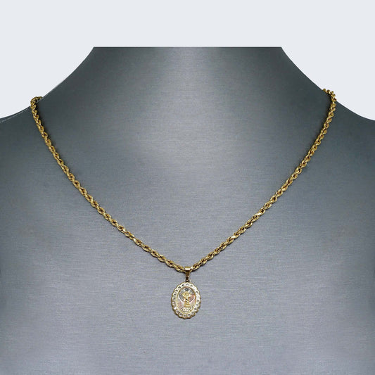 10K Gold Round Divine Child Necklace Set